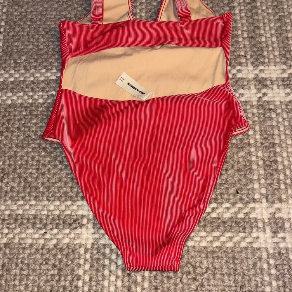 Zulu & Zephyr Signature Stripe Bikini One Piece in the color "Chilli Red - Picture 5 of 7